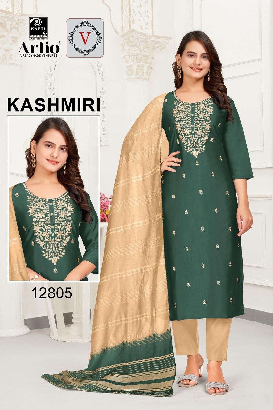 KASHMIRI BY KAPIL TRENDZ IN RANGILA SILK WITH WHITE-DHHAGA EMBROIDERY WORK 