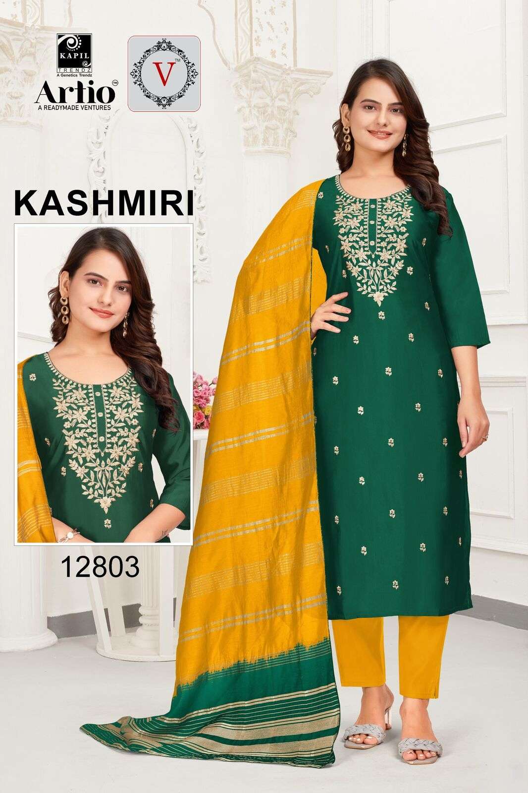 KASHMIRI BY KAPIL TRENDZ IN RANGILA SILK WITH WHITE-DHHAGA EMBROIDERY WORK 