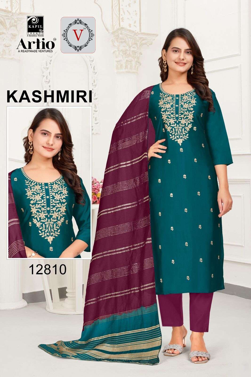 KASHMIRI BY KAPIL TRENDZ IN RANGILA SILK WITH WHITE-DHHAGA EMBROIDERY WORK 