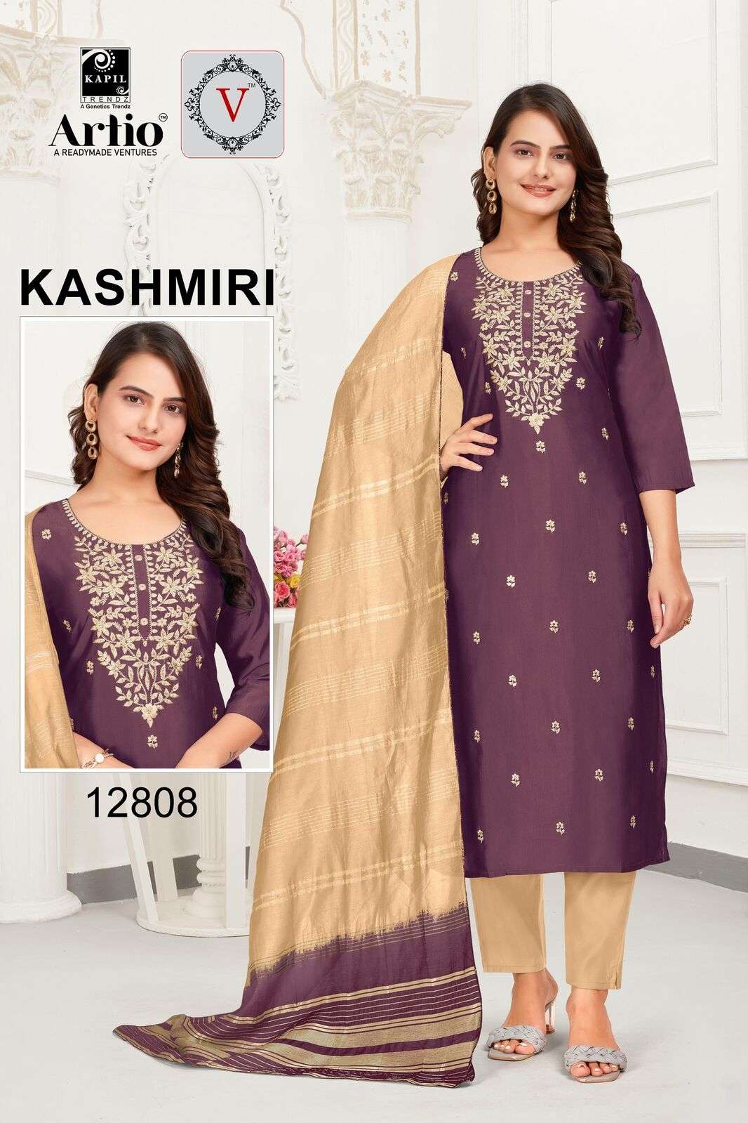 KASHMIRI BY KAPIL TRENDZ IN RANGILA SILK WITH WHITE-DHHAGA EMBROIDERY WORK 