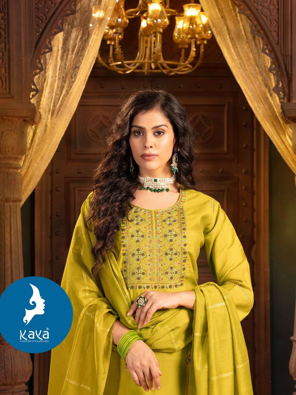 KAYA JUHI-2 KURTI  DUPATTA SILK WITH BEAUTIFUL HANDWORK AND PANT ROMAN SILK