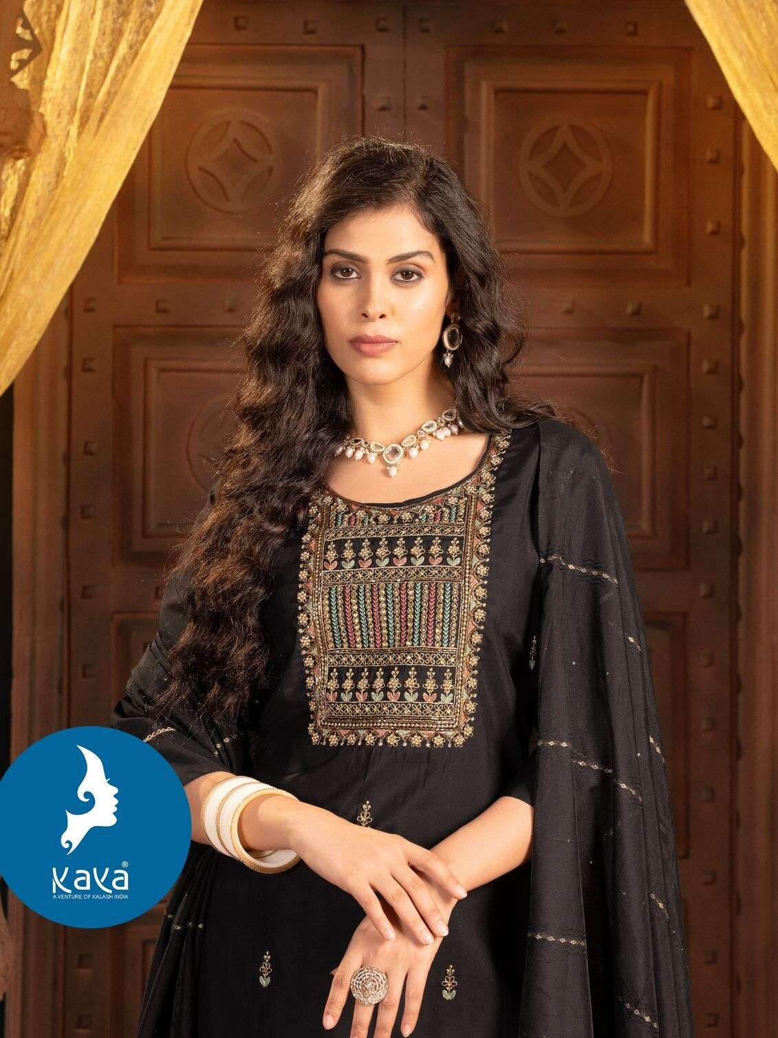 KAYA JUHI-2 KURTI  DUPATTA SILK WITH BEAUTIFUL HANDWORK AND PANT ROMAN SILK