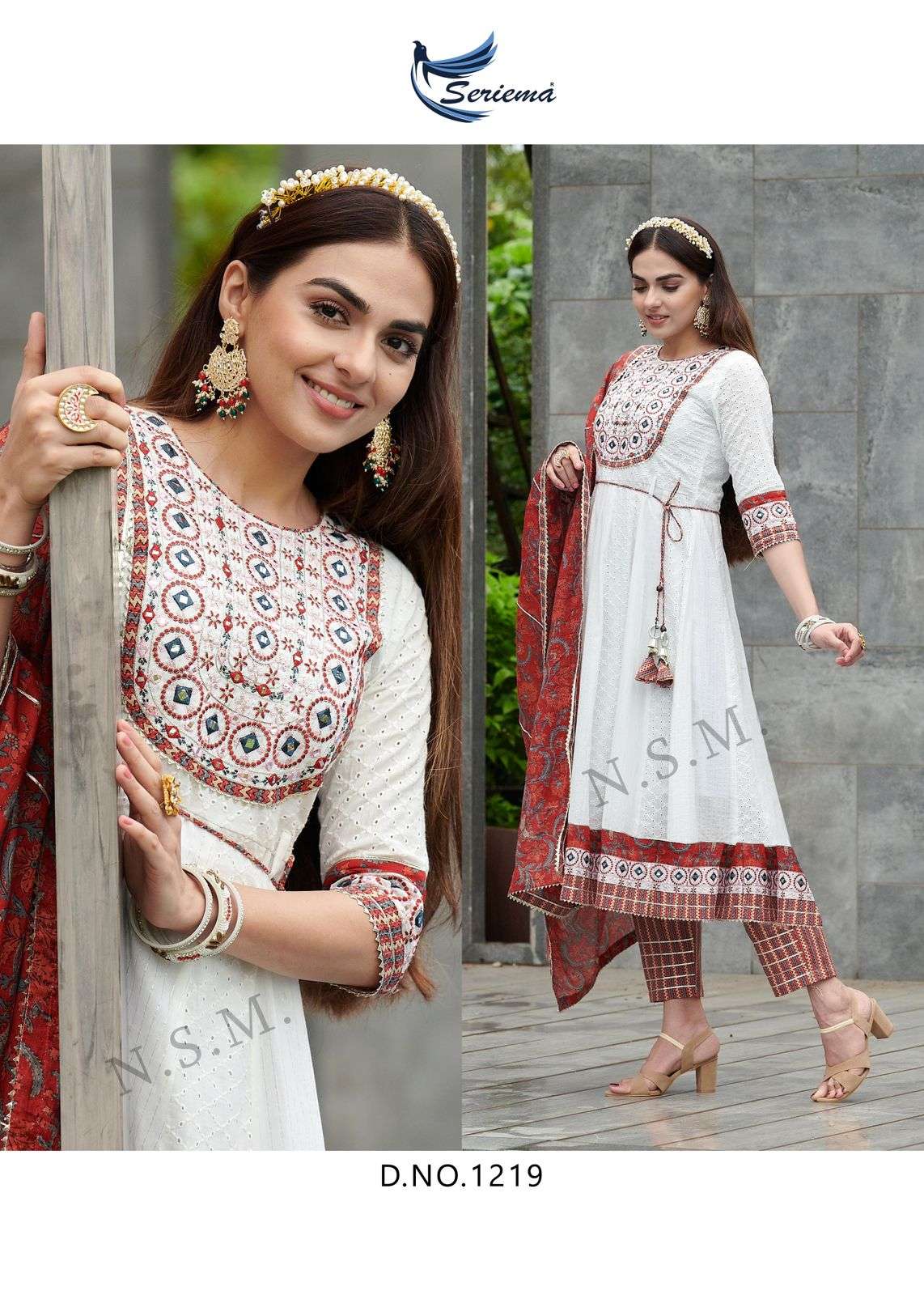 KUMB WINGET BY LUCACCI DESIGNER HEAVY COTTAN SHIFFLI STICH SUIT WITH HEAVY EMBROIDERY NACK WORK 