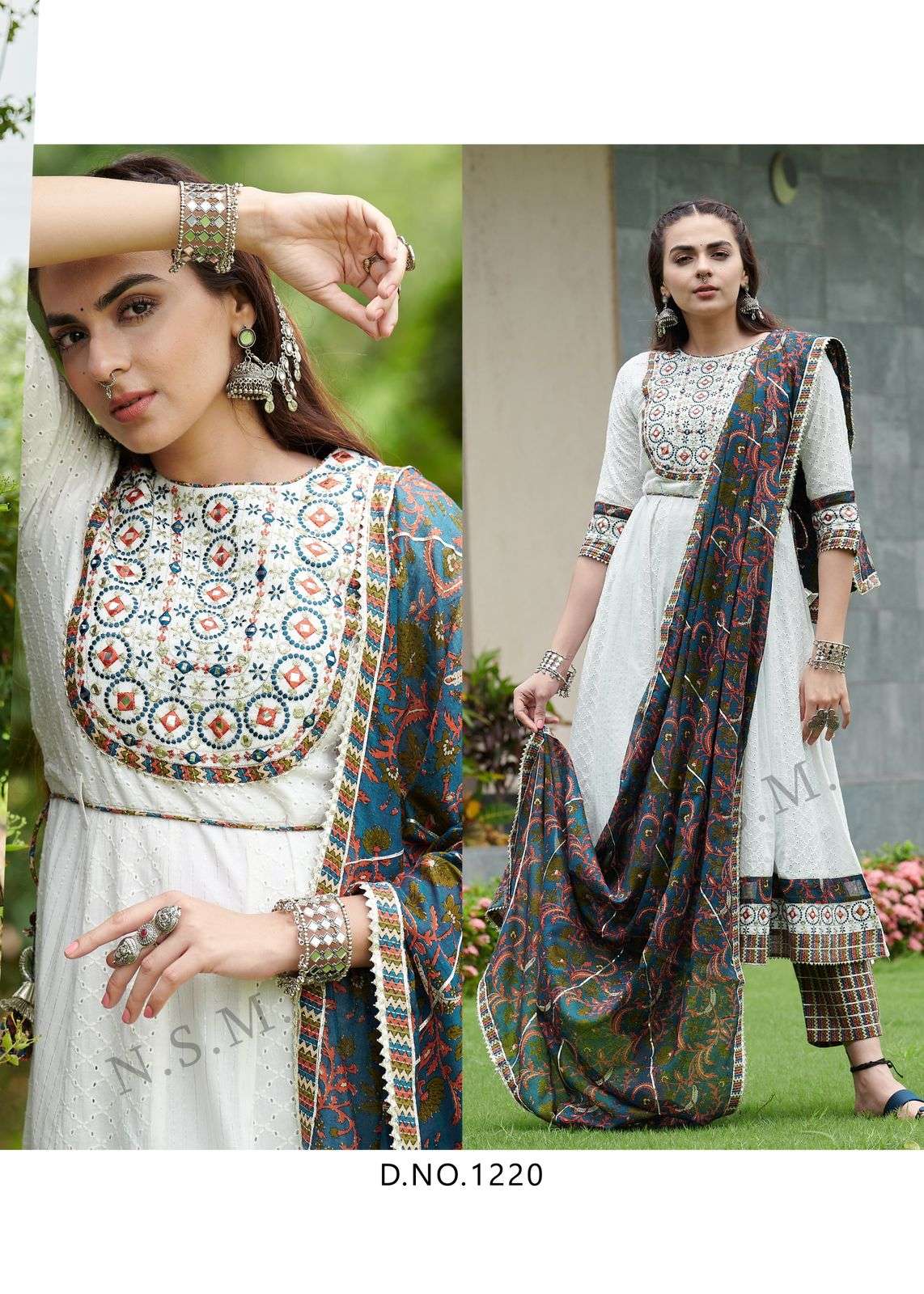 KUMB WINGET BY LUCACCI DESIGNER HEAVY COTTAN SHIFFLI STICH SUIT WITH HEAVY EMBROIDERY NACK WORK 