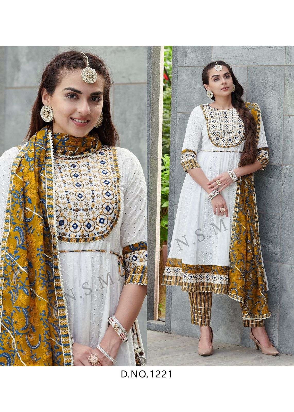 KUMB WINGET BY LUCACCI DESIGNER HEAVY COTTAN SHIFFLI STICH SUIT WITH HEAVY EMBROIDERY NACK WORK 