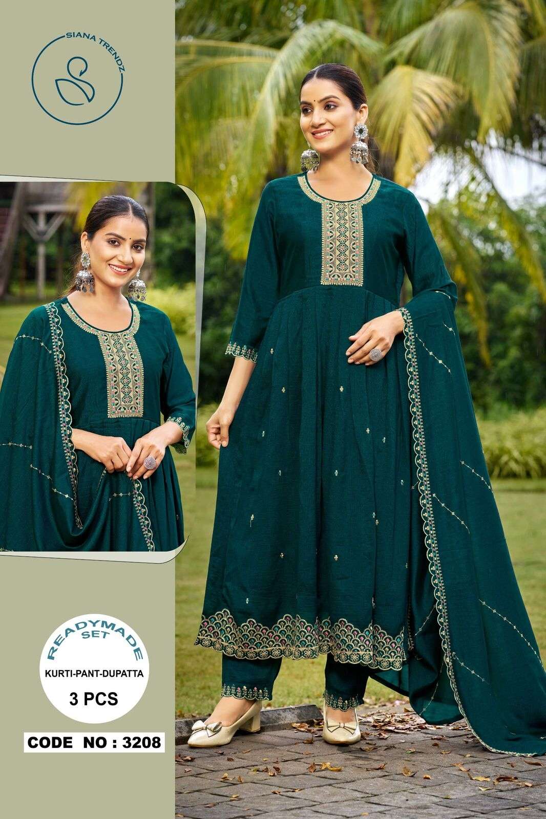 LUCACCI DESIGNER D-3190 IN PURE VICHITRA SILK WITH INNER