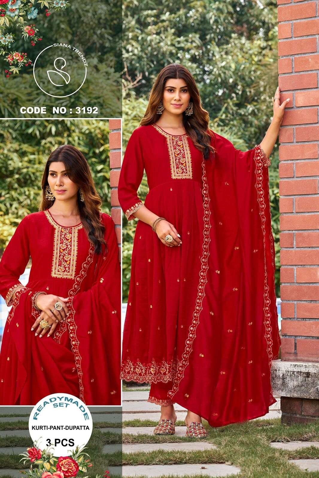 LUCACCI DESIGNER D-3190 IN PURE VICHITRA SILK WITH INNER