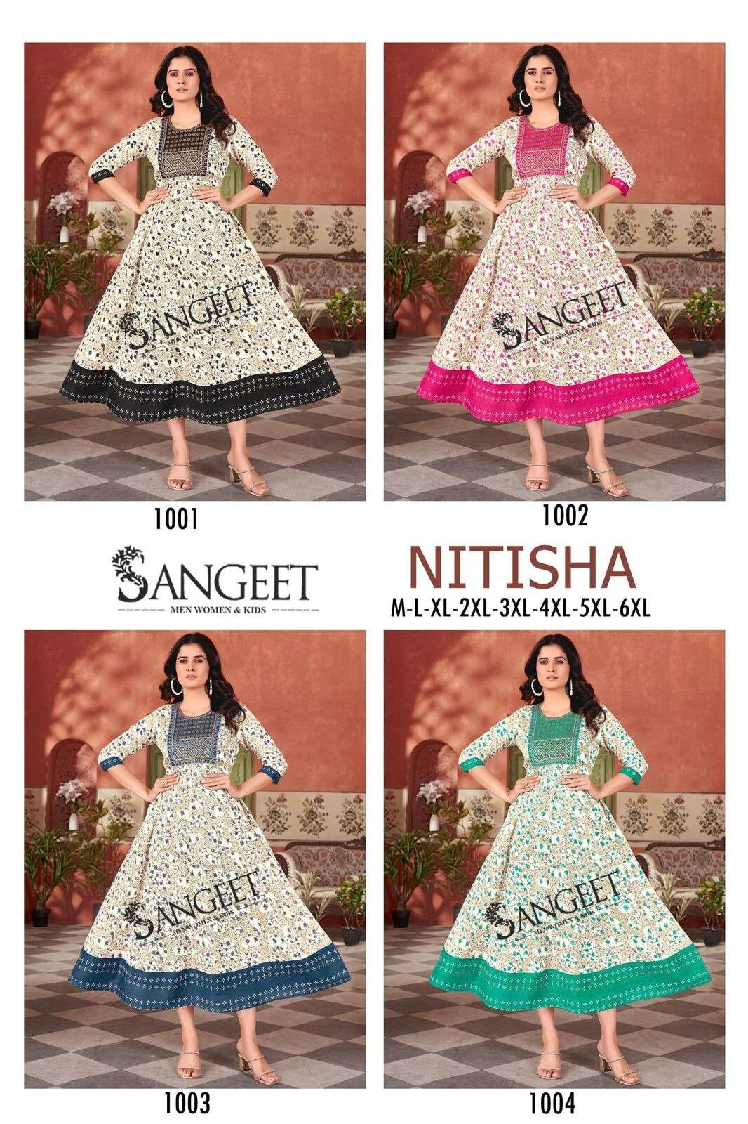 NITISHA BY LUCACCI DESIGNER IN HEAVY RAYON GOLD MULTI COLOUR PRINT WITH EMBROIDERY