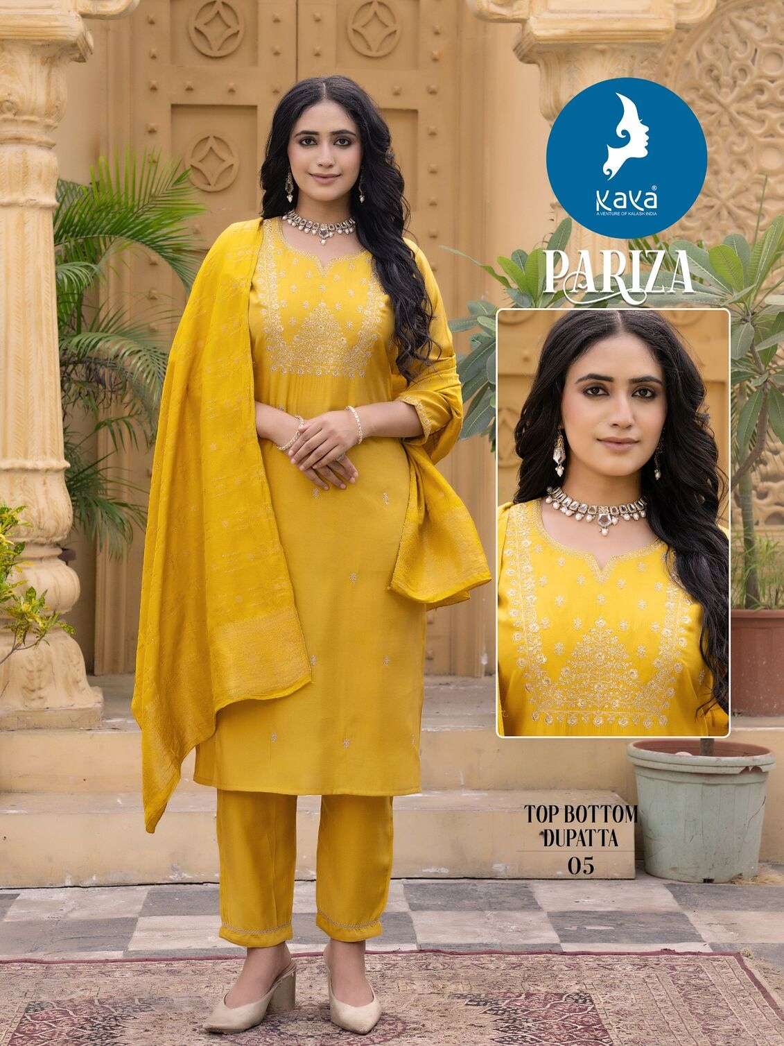 pariza KAYA KURTI PANT WITH ROMAN SILK AND PRINT DUPATTA