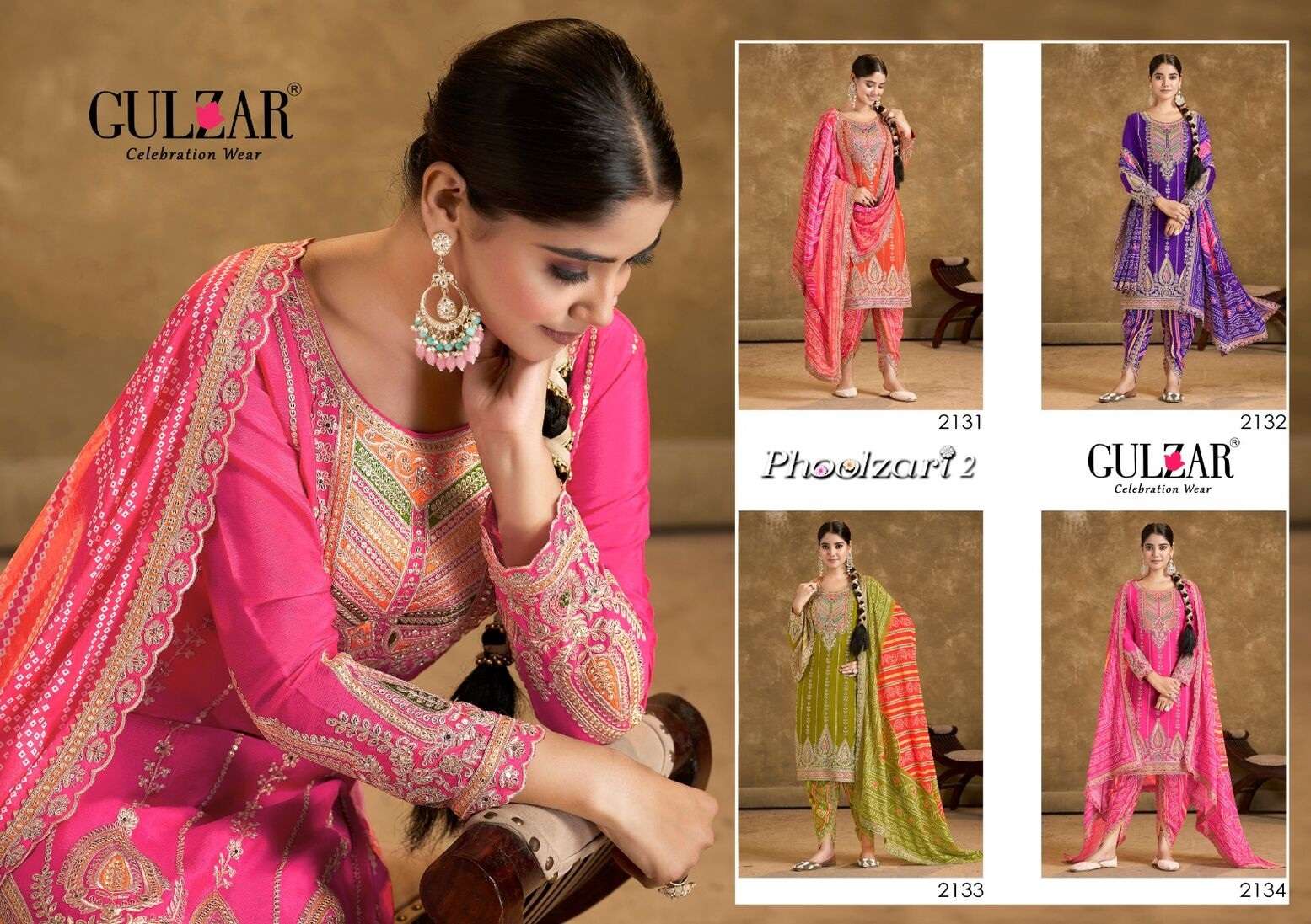 PHOOLZARI-2 BY GULZAR IN FIBER CHINNON WITH MIRROR WORK