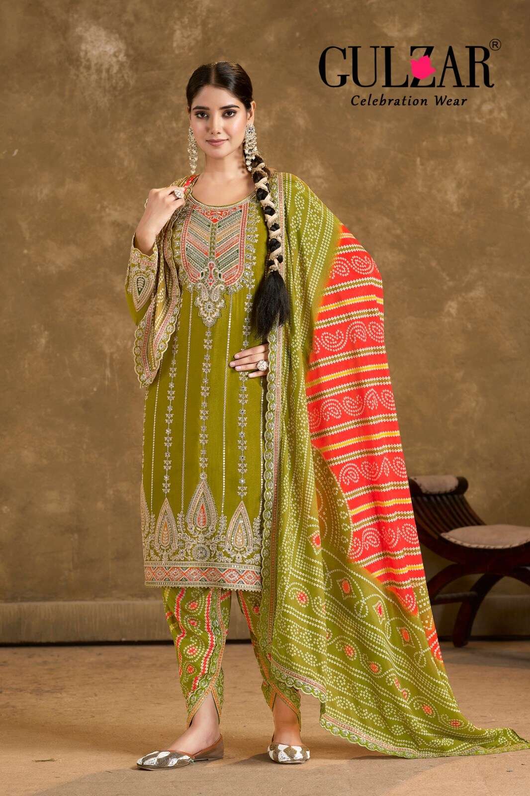 PHOOLZARI-2 BY GULZAR IN FIBER CHINNON WITH MIRROR WORK