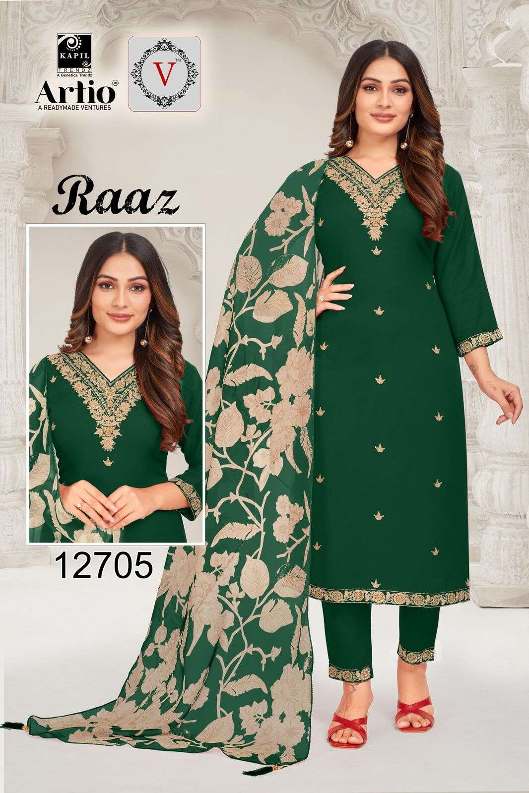 RAAZ BY KAPIL TRENDZ IN RAYON WITH HEAVY EMBROIDERY WORK WITH TEBI DIGITAL DUP