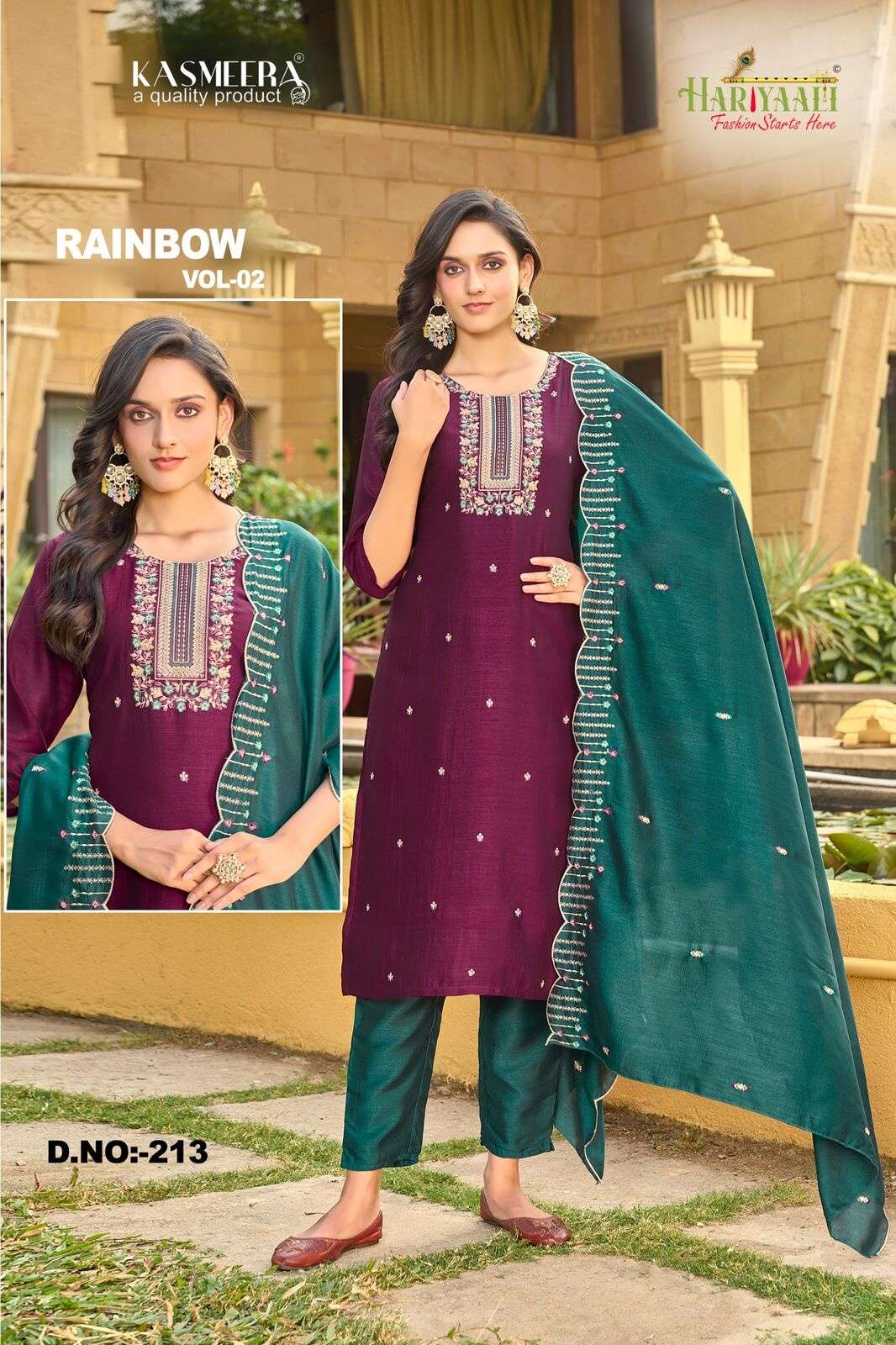 RAINBOW VOL-2 BY HARIYAALI FASHION VICHITRA SILK WITH BEAUTIFUL EMBROIDERY WORK AND INNER