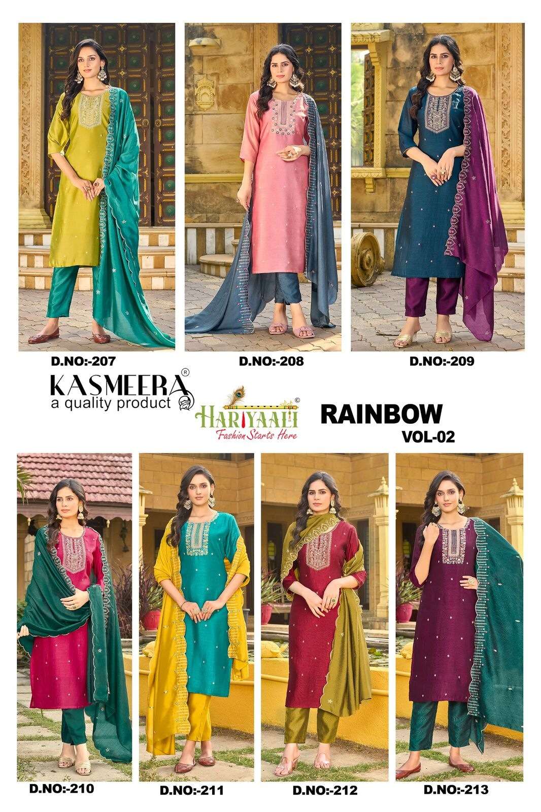 RAINBOW VOL-2 BY HARIYAALI FASHION VICHITRA SILK WITH BEAUTIFUL EMBROIDERY WORK AND INNER