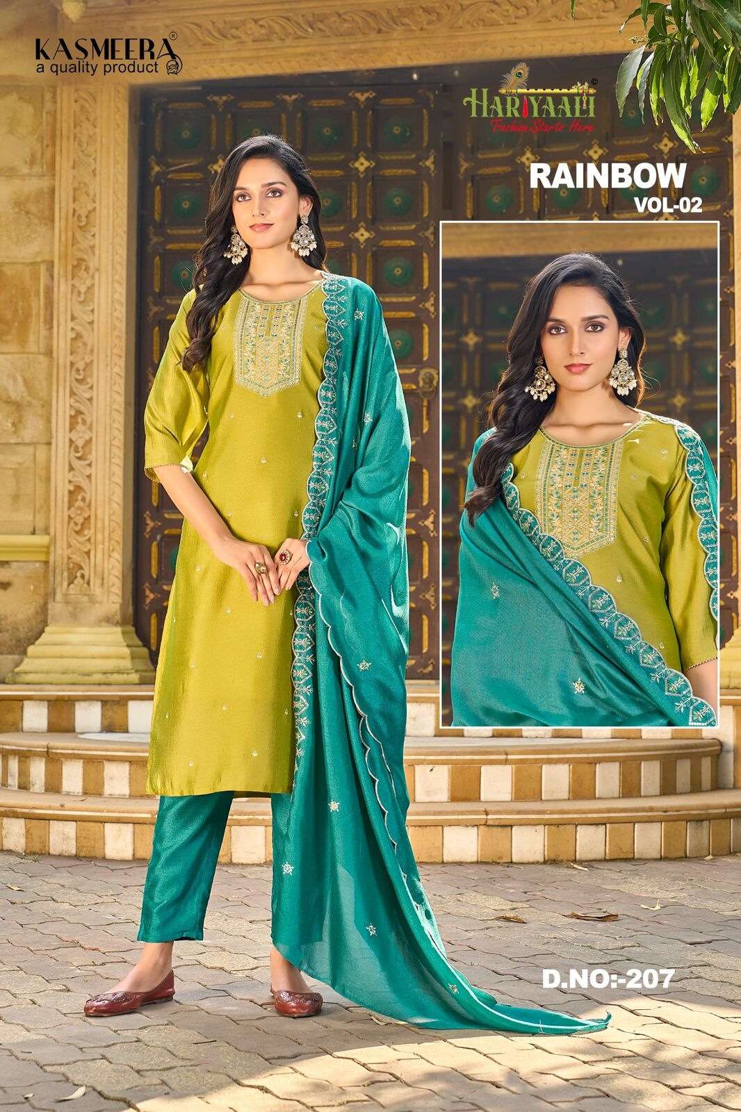 RAINBOW VOL-2 BY HARIYAALI FASHION VICHITRA SILK WITH BEAUTIFUL EMBROIDERY WORK AND INNER