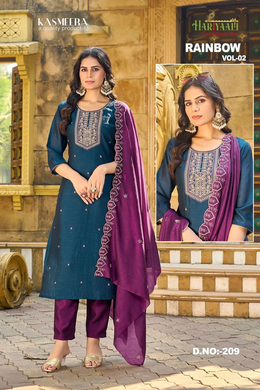 RAINBOW VOL-2 BY HARIYAALI FASHION VICHITRA SILK WITH BEAUTIFUL EMBROIDERY WORK AND INNER