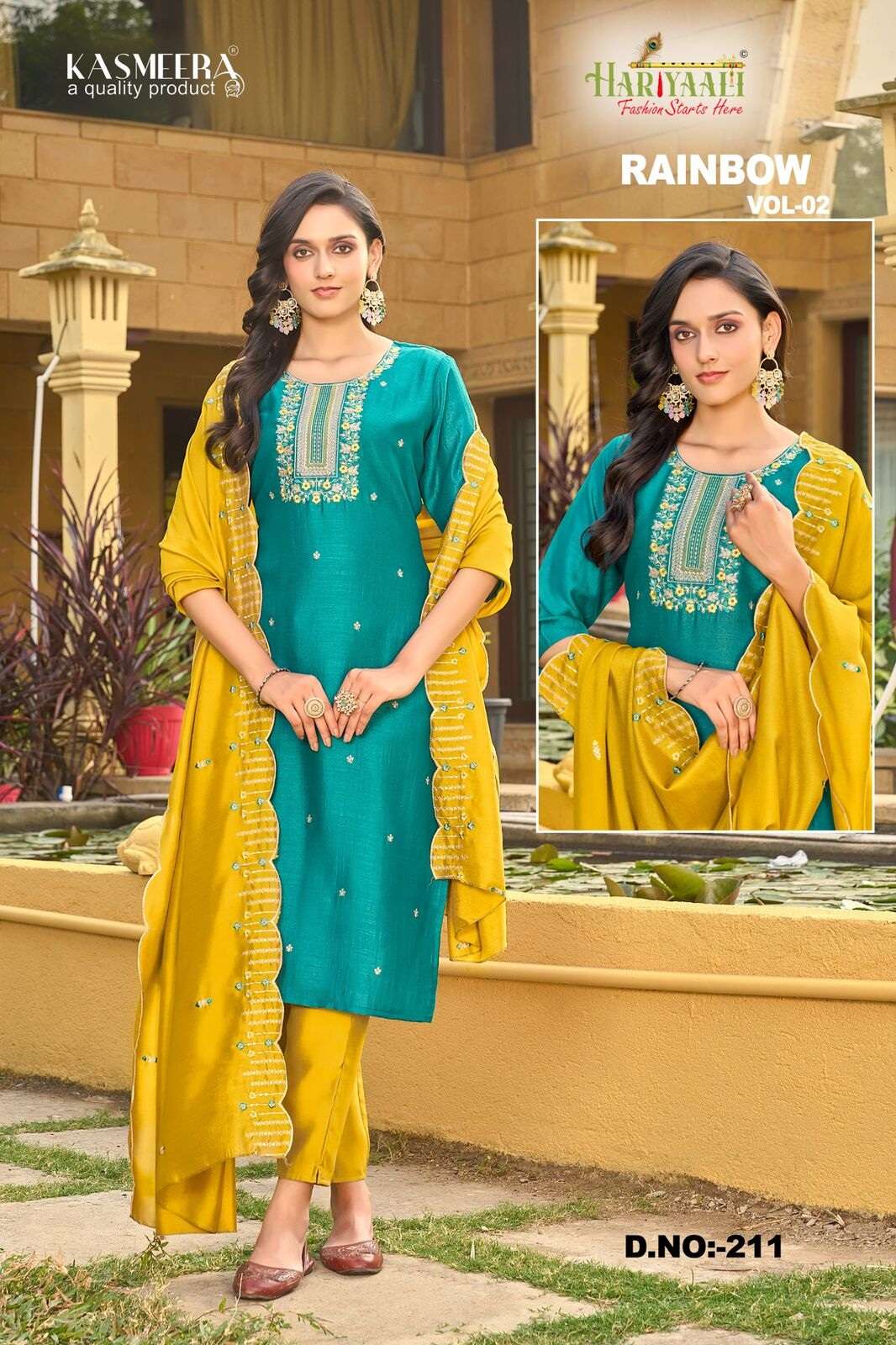 RAINBOW VOL-2 BY HARIYAALI FASHION VICHITRA SILK WITH BEAUTIFUL EMBROIDERY WORK AND INNER