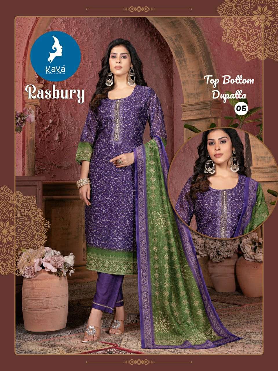 RASBURY BY KAYA KURTI 3 PIECE  STRIGHT CUT CONCEPT IN CHANDERI DIGITAL PRINT