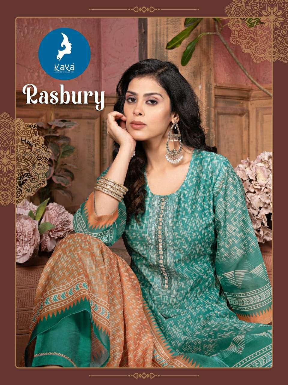 RASBURY BY KAYA KURTI 3 PIECE  STRIGHT CUT CONCEPT IN CHANDERI DIGITAL PRINT