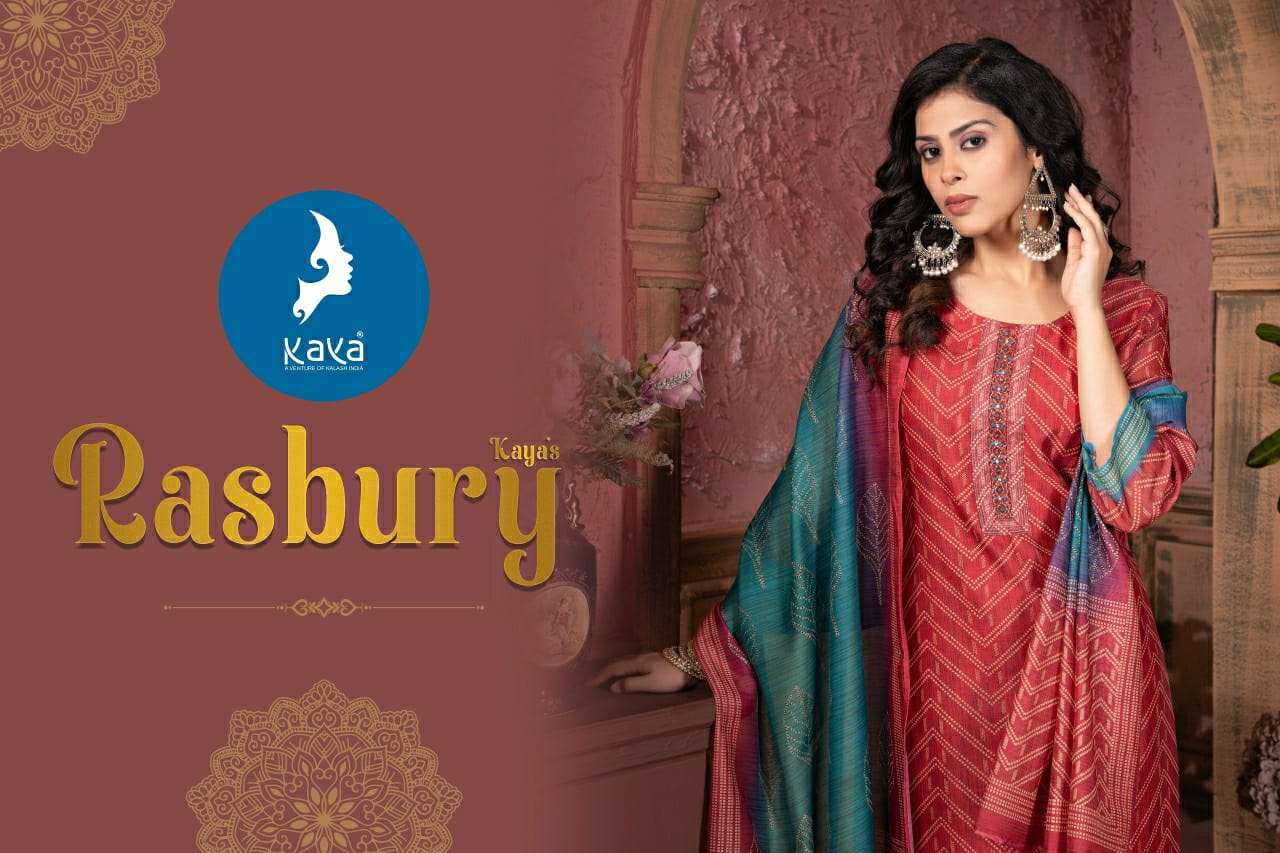 RASBURY BY KAYA KURTI 3 PIECE  STRIGHT CUT CONCEPT IN CHANDERI DIGITAL PRINT