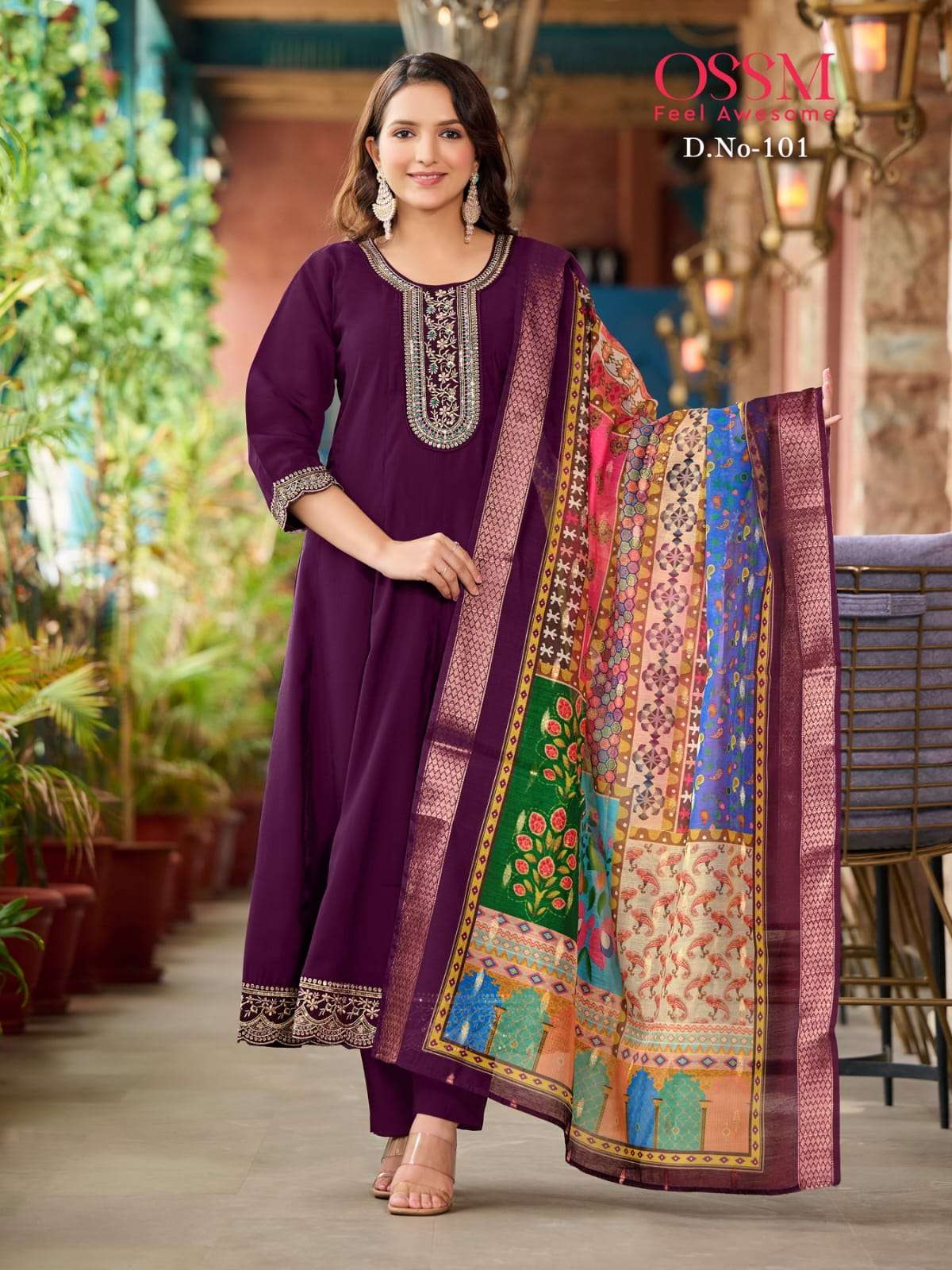 RESHAM BY OSSM ANARKALI IN VISCOS ROMAN SILK WITH HEAVY EMBROIDERY AND FLAIR