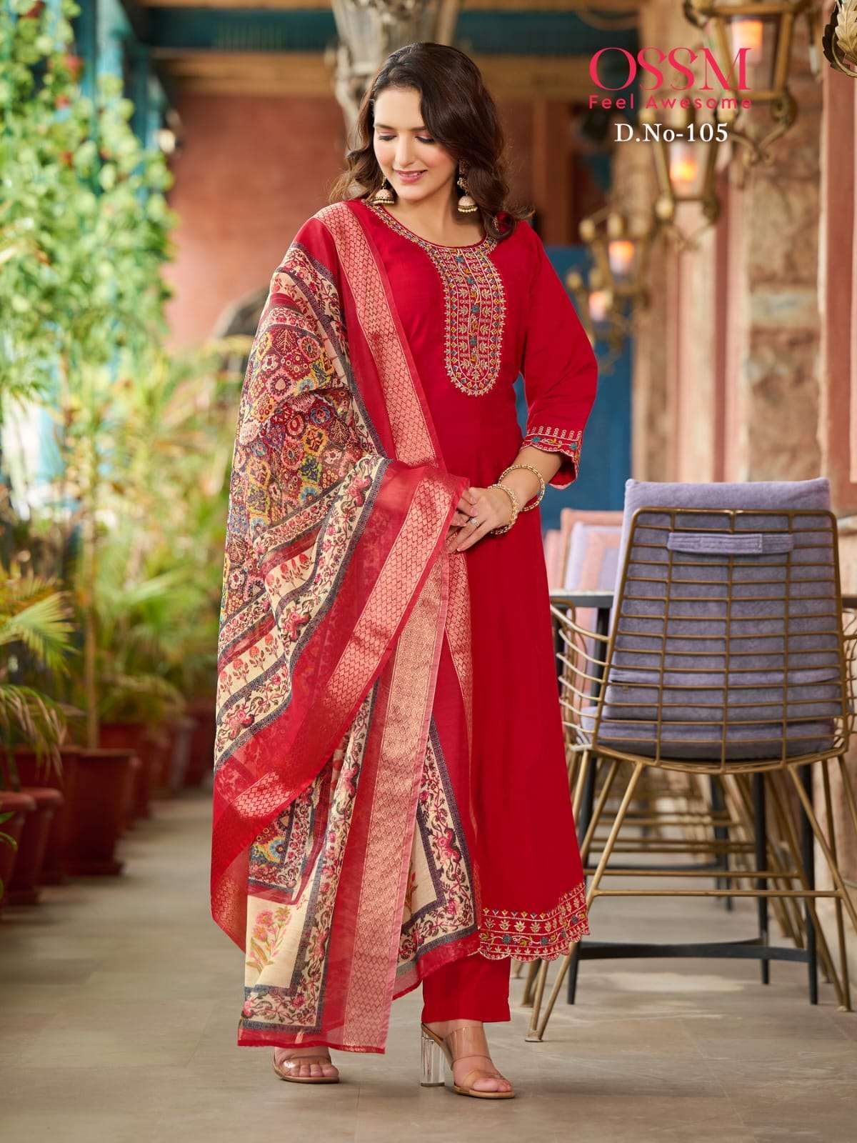 RESHAM BY OSSM ANARKALI IN VISCOS ROMAN SILK WITH HEAVY EMBROIDERY AND FLAIR