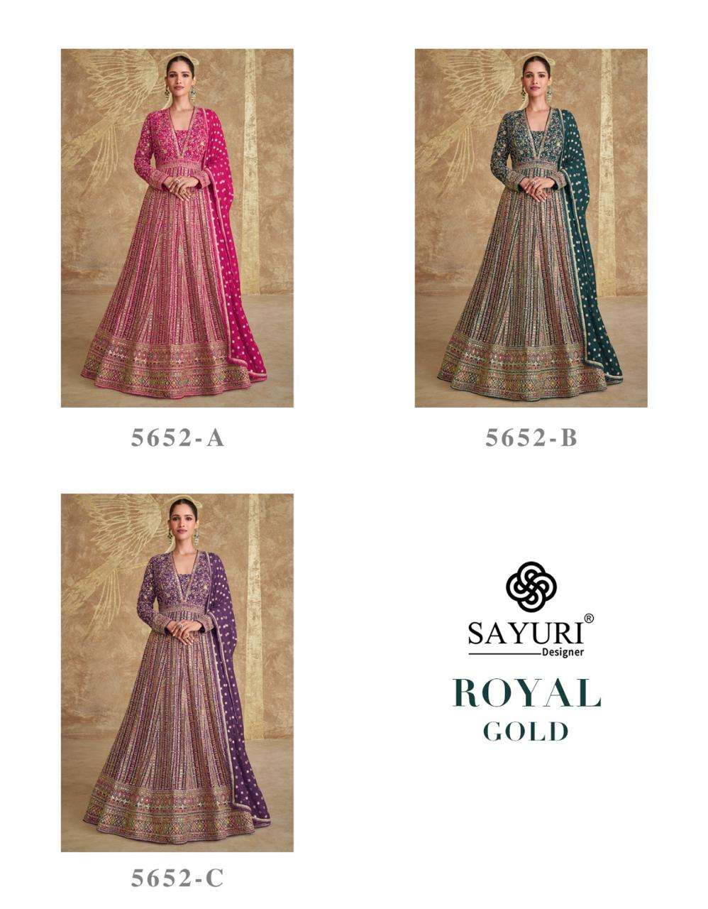 ROYAL GOLD BY SAYURI DESIGNER  FREE SIZE STITCHED IN REAL GEROGETTE WITH HEAVY EMBROIDERED