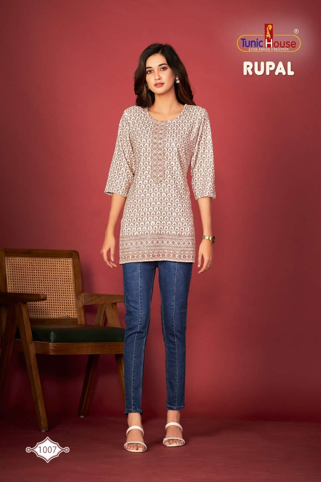 RUPAL BY TUNIC HOUSE PRESENTS LUCKNOWI SHORT TOP KURTI IN VISCOUS RAYON