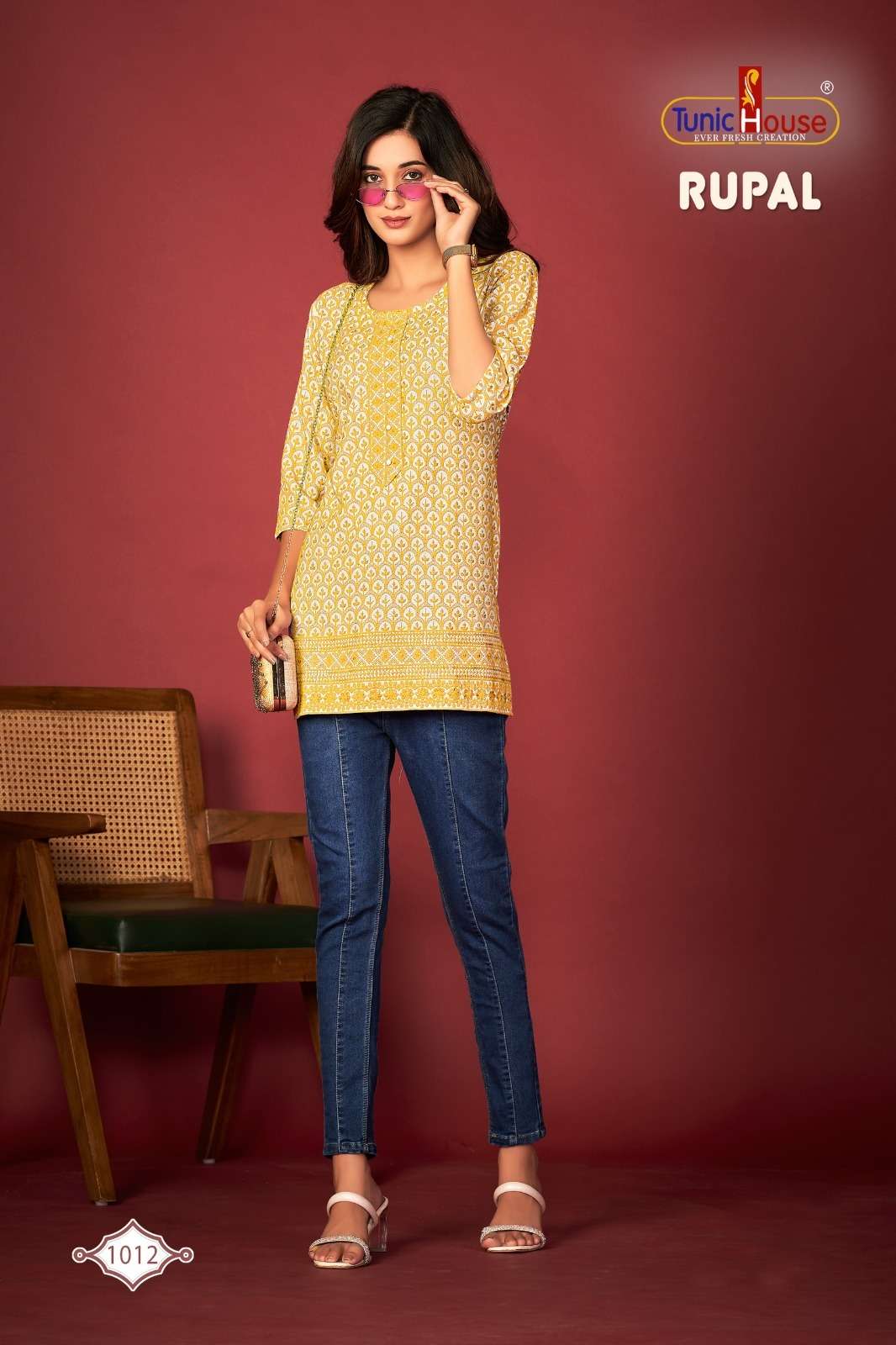 RUPAL BY TUNIC HOUSE PRESENTS LUCKNOWI SHORT TOP KURTI IN VISCOUS RAYON