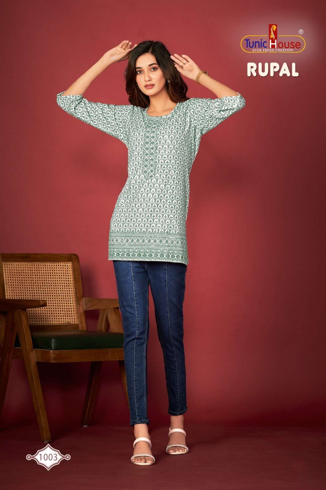 RUPAL BY TUNIC HOUSE PRESENTS LUCKNOWI SHORT TOP KURTI IN VISCOUS RAYON