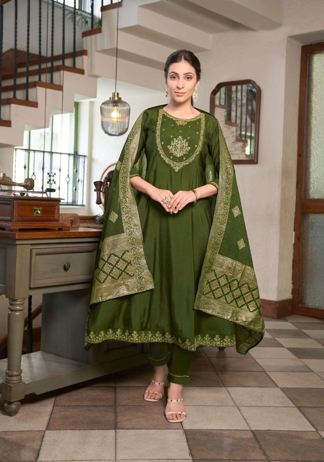 SARGAM D-6 BY OSSM VISCOS ROMAN SILK AND HEAVY EMBROIDERY