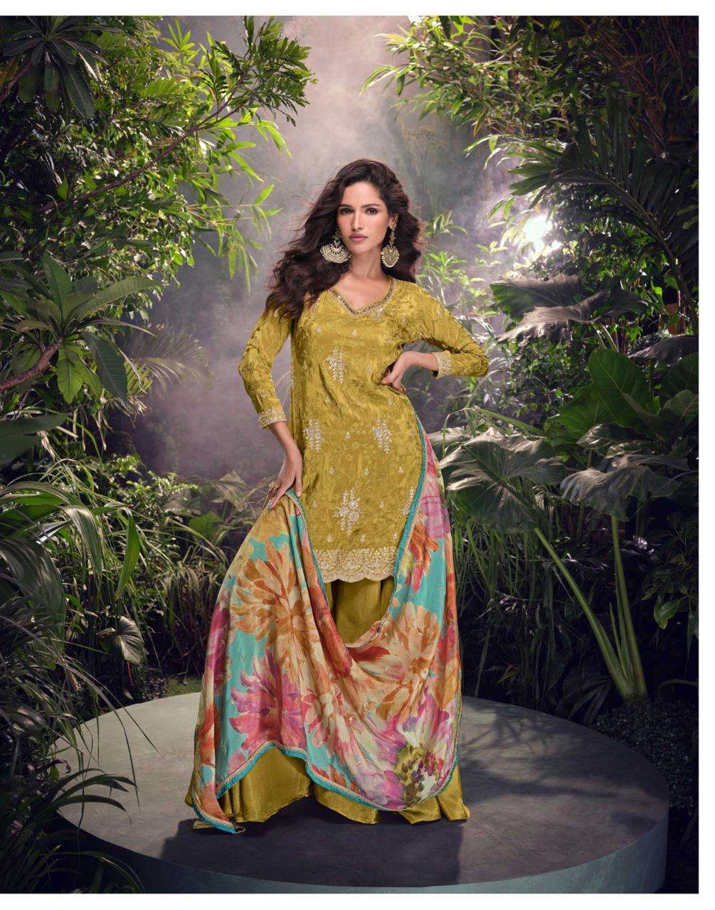 SEHENAAZ BY SAYURI DESIGNER PREMIUM REAL SIMAR DIGITAL EMBROIDERED PLAZZO AND DUPATTA