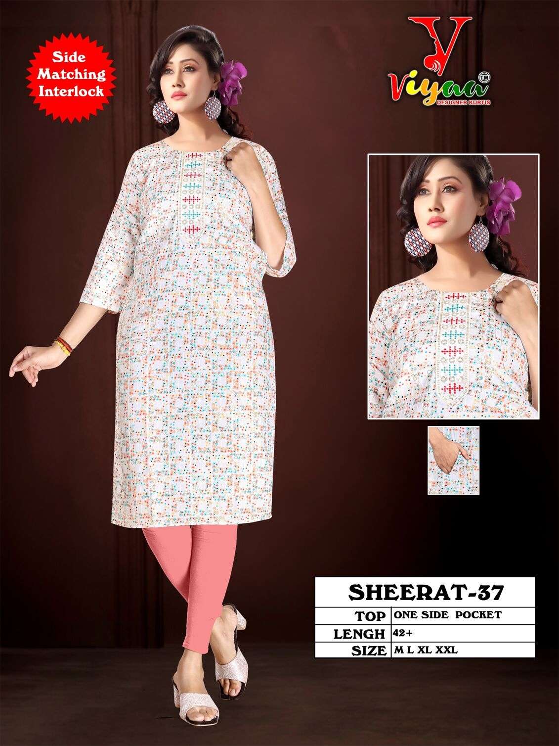 SHEERAT BY VIYAA DESIGNER ONE SIDE POCET IN HEAVY RAYON CROSET