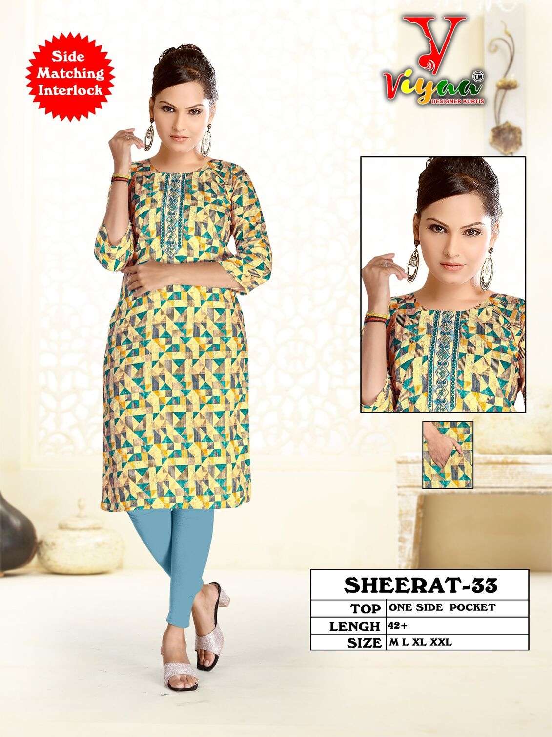 SHEERAT BY VIYAA DESIGNER ONE SIDE POCET IN HEAVY RAYON CROSET