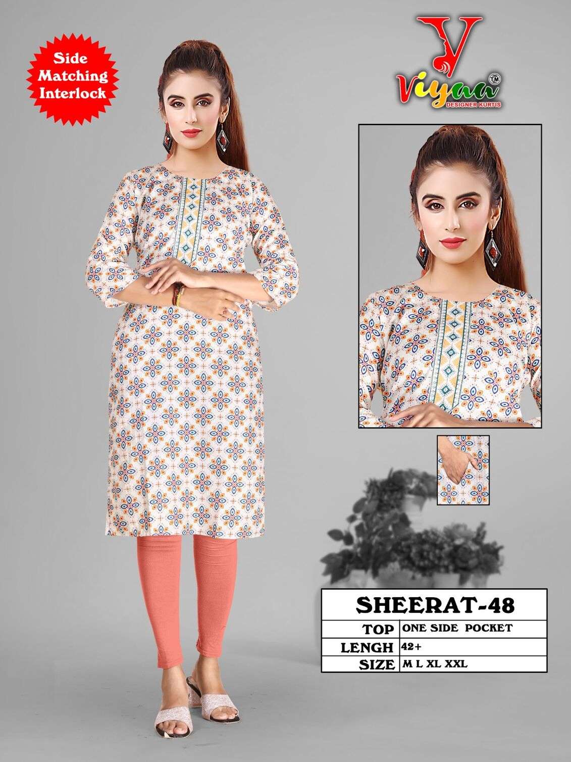 SHEERAT BY VIYAA DESIGNER ONE SIDE POCET IN HEAVY RAYON CROSET