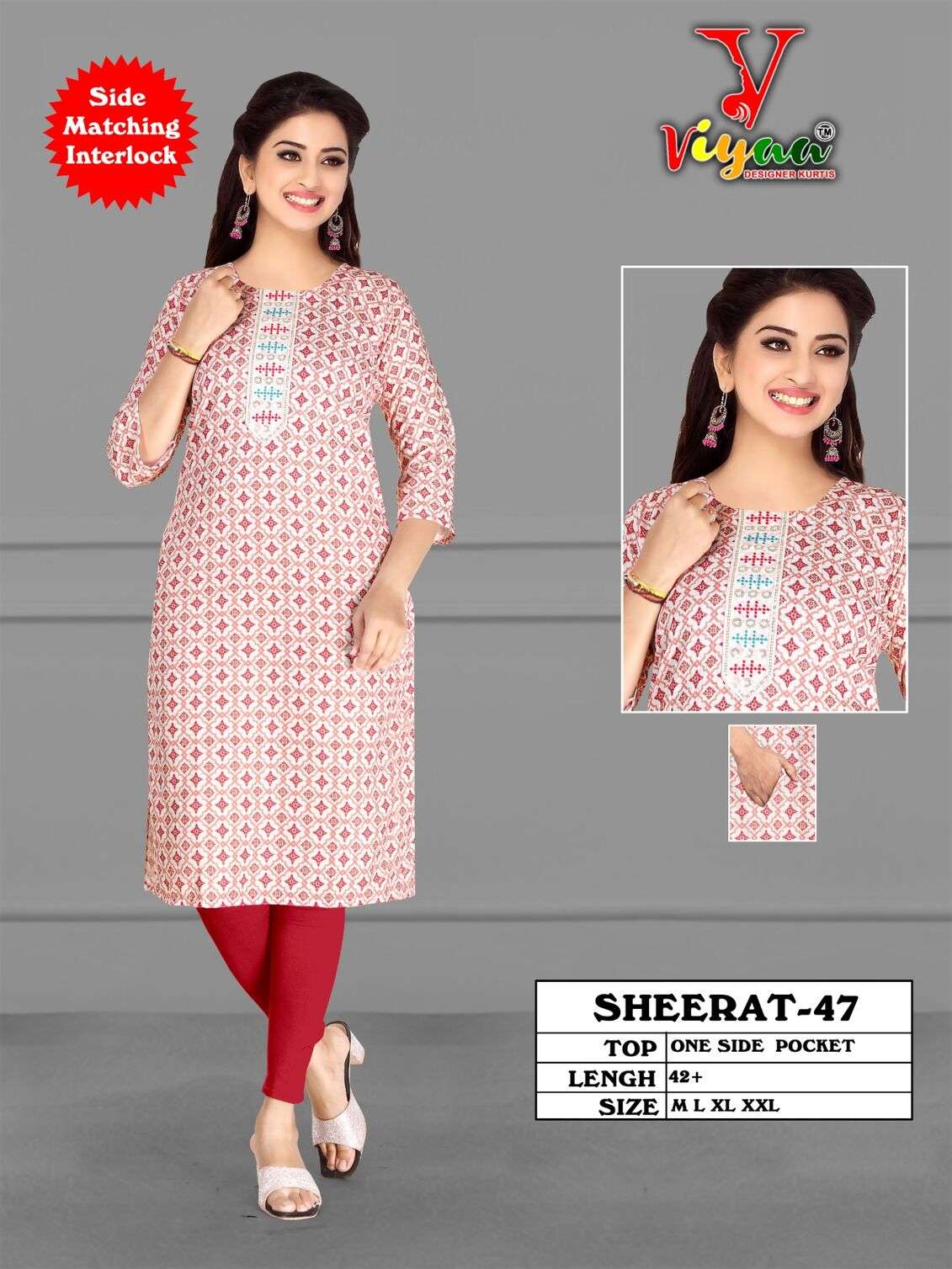 SHEERAT BY VIYAA DESIGNER ONE SIDE POCET IN HEAVY RAYON CROSET