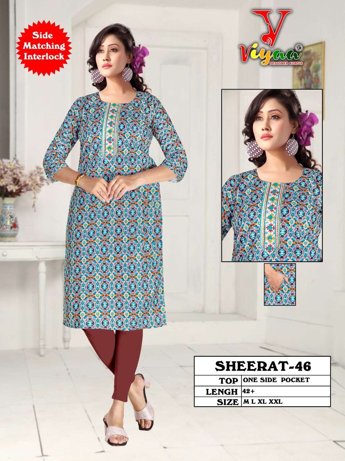 SHEERAT BY VIYAA DESIGNER ONE SIDE POCET IN HEAVY RAYON CROSET