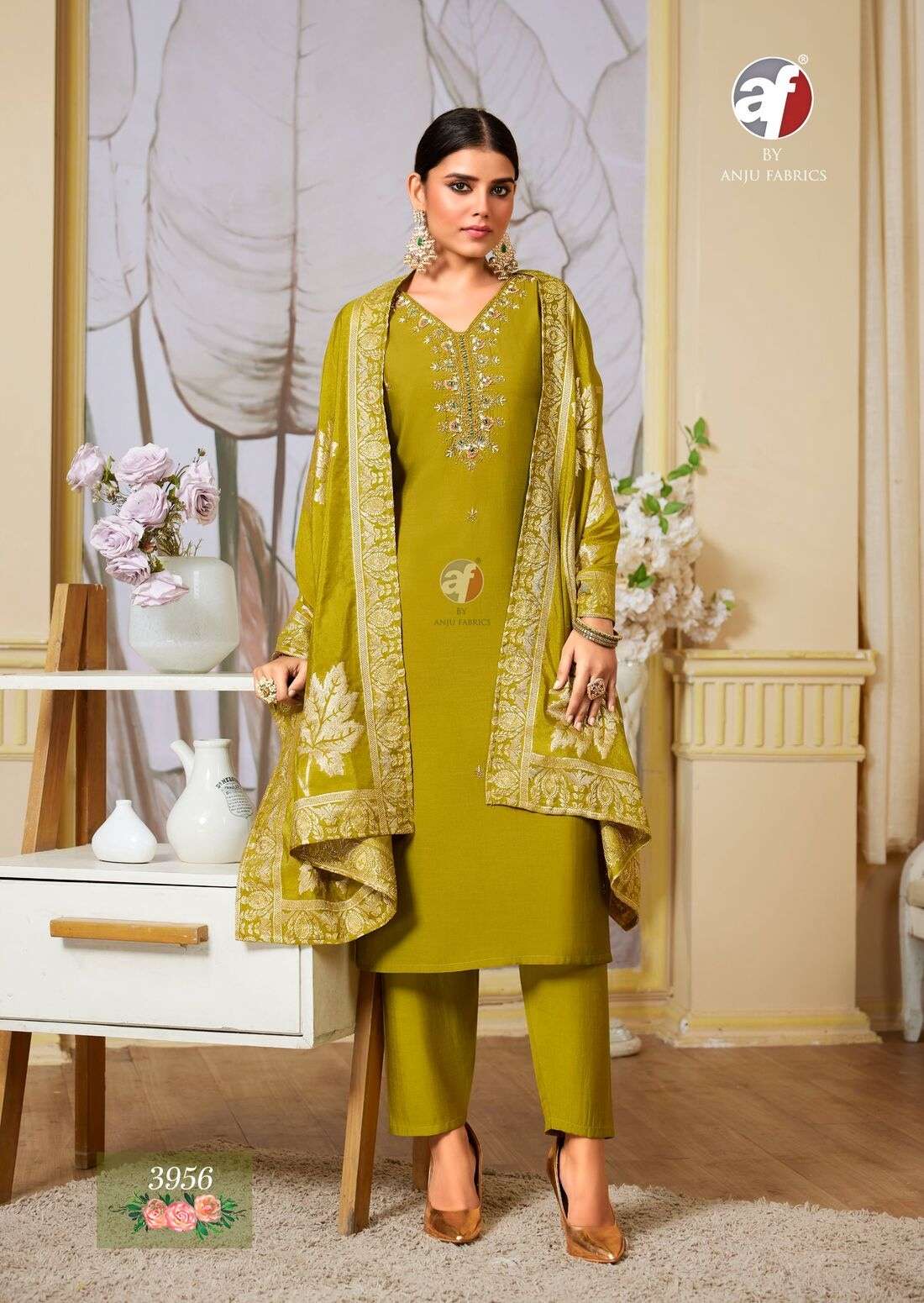  VASTRA VOL 4 KURTI PANT WITH HEAVY DUPATTA  FANCY WORK PANT 