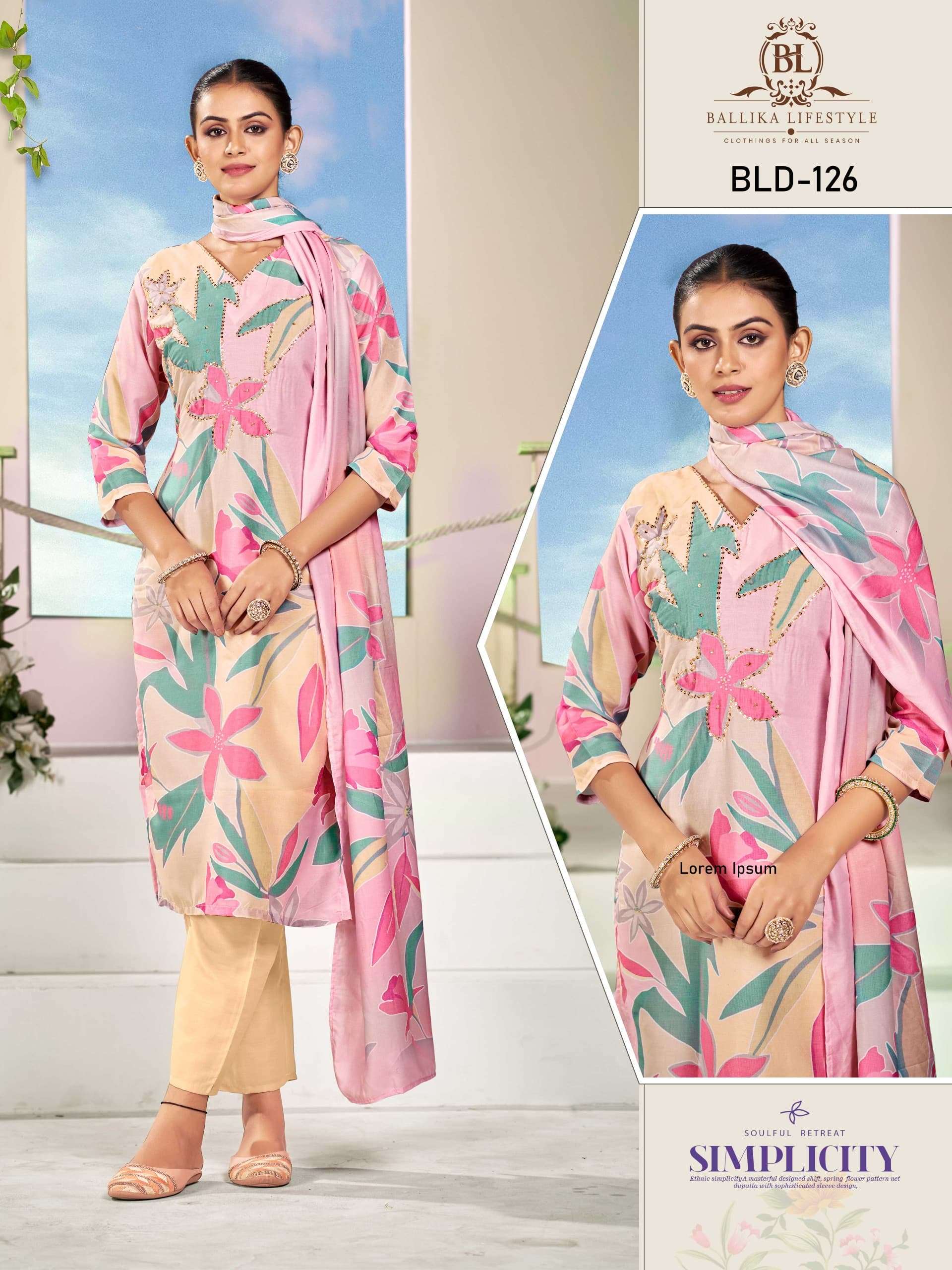 YOUNG PRIENT BY BALLIKA LIFESTYLE PRESENT PURE MUSLIN WITH HANDWORK AND COMFORT COTTON MAL INNER