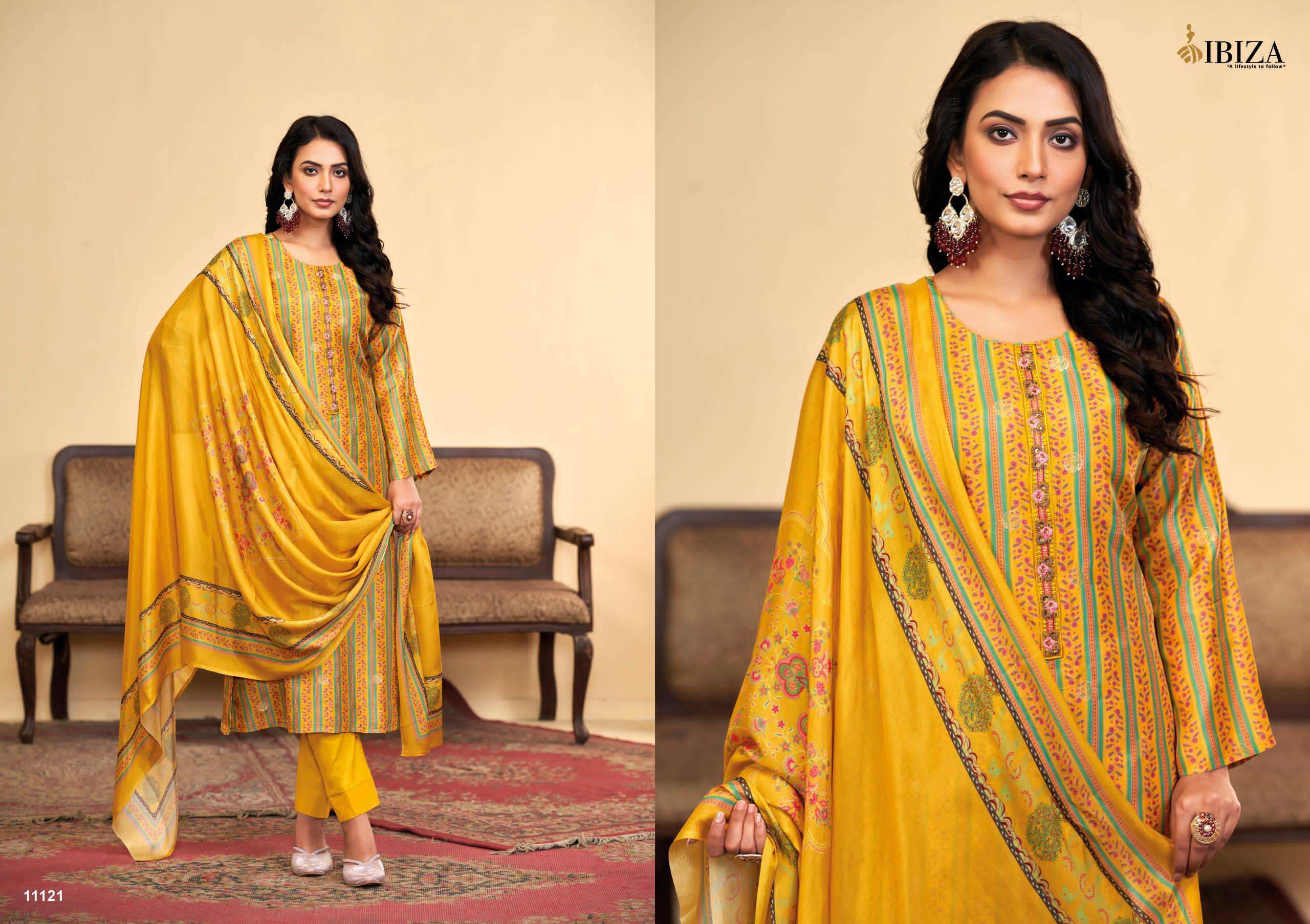 ZHIBTAN BY IBIZA LIFESTYLE IN PURE SILK JAQUARD DIGITAL PRINT WITH EMBROIDERY WORK