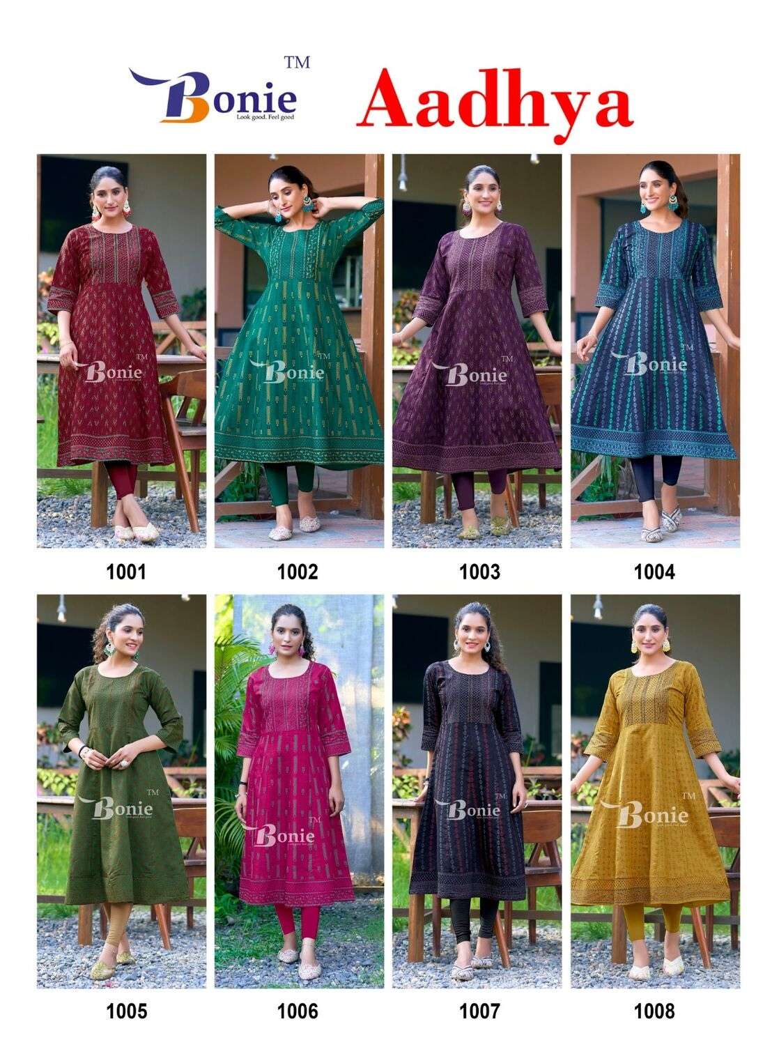 AADHYA BY BONIE IN VERTIGAN FLARE KURTI WITH AMAZING PRINTS IN 8 COLORS