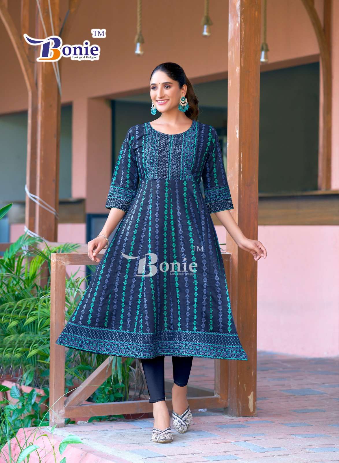 AADHYA BY BONIE IN VERTIGAN FLARE KURTI WITH AMAZING PRINTS IN 8 COLORS