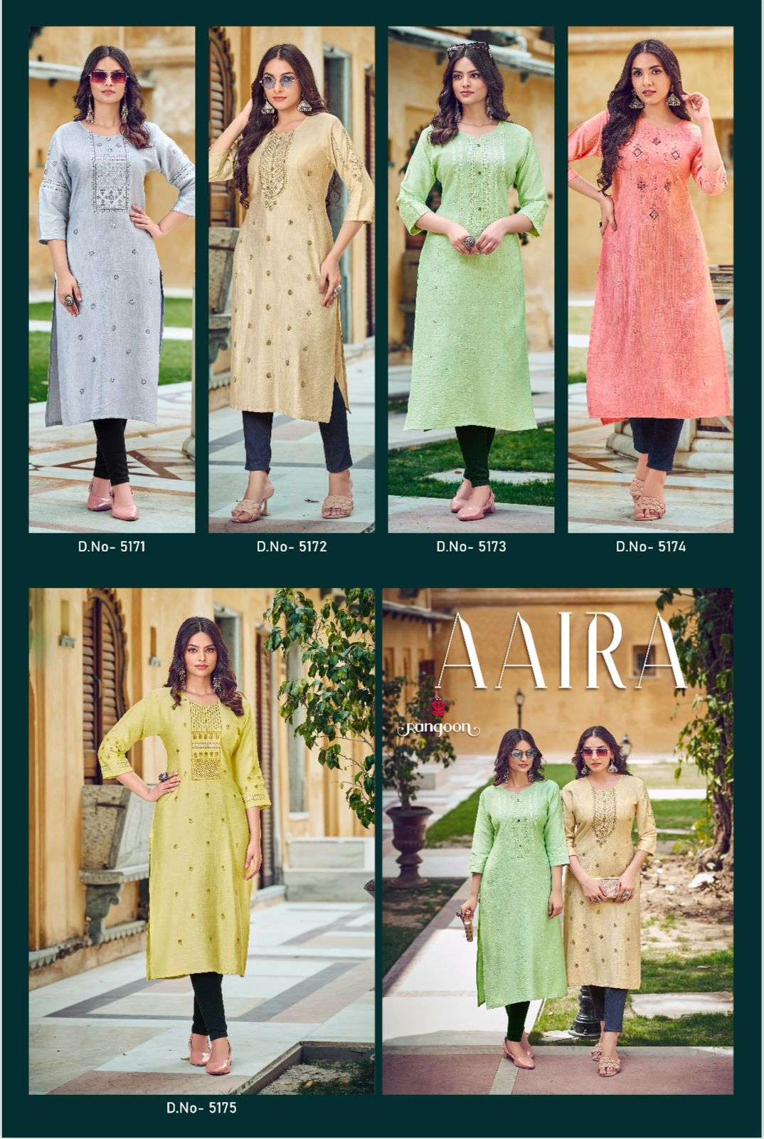 AAIRA BY RANGOON IN VISCOSE WITH HEAVY EMBROIDERY NEACK