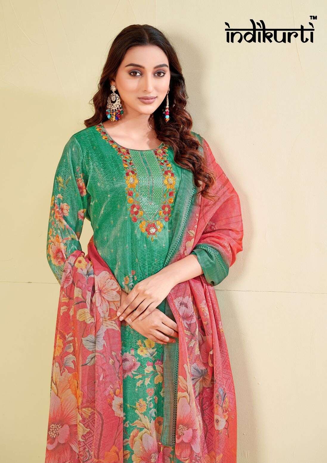 ADITI BY INDIKURTI IN SHIMMER JACQUARD DIGITAL WITH HEAVY INNER CRAPE INNER