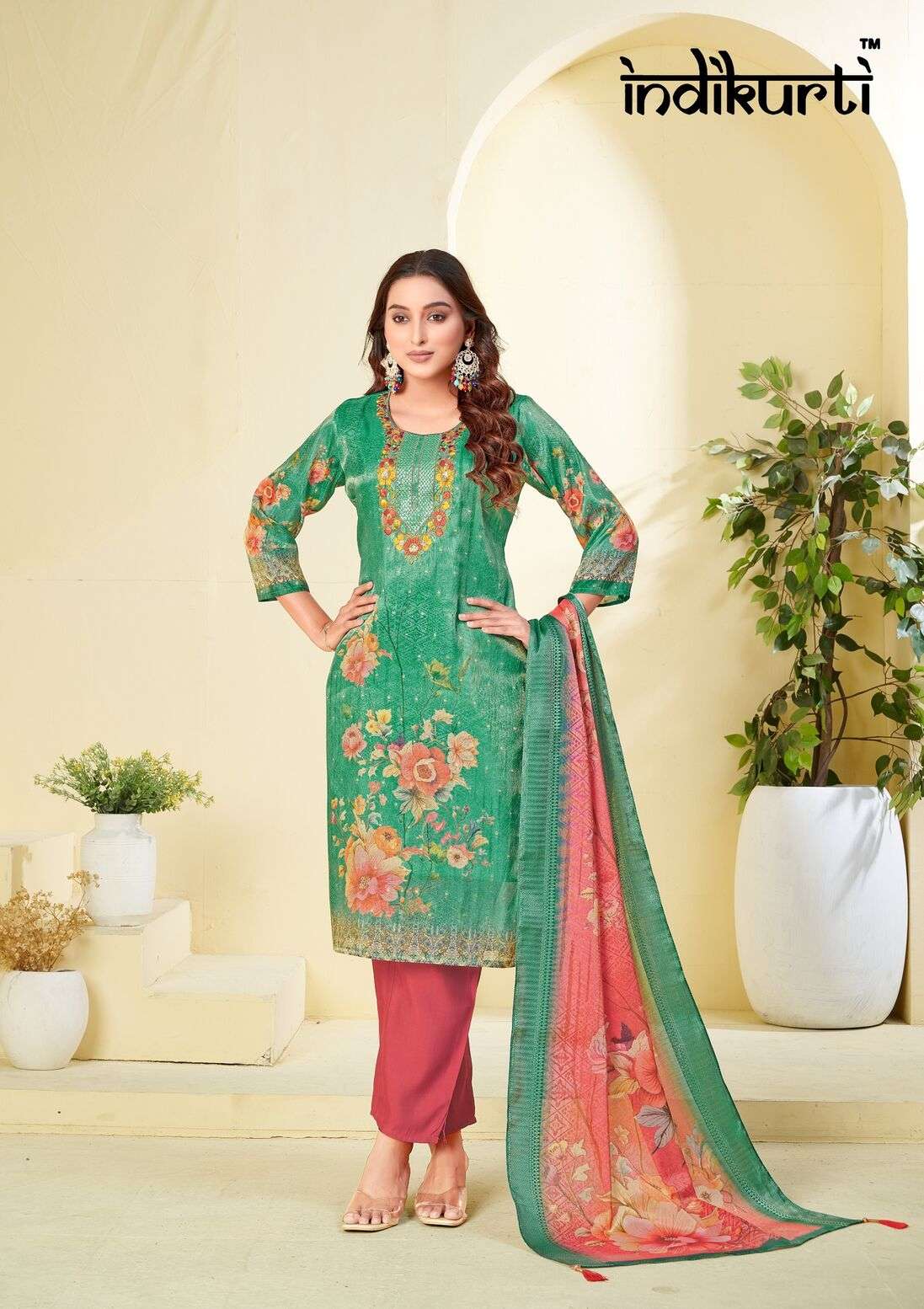 ADITI BY INDIKURTI IN SHIMMER JACQUARD DIGITAL WITH HEAVY INNER CRAPE INNER