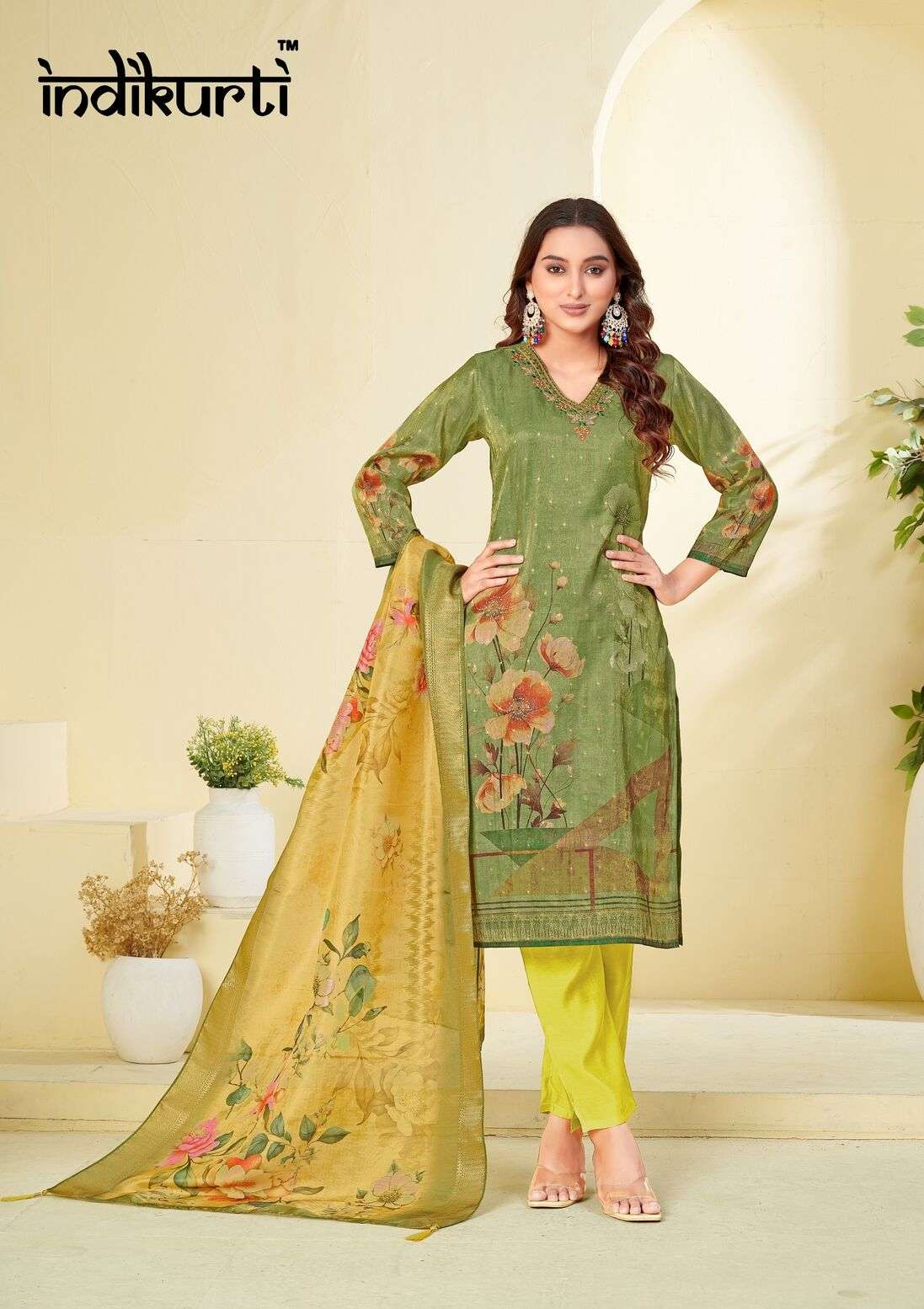 ADITI BY INDIKURTI IN SHIMMER JACQUARD DIGITAL WITH HEAVY INNER CRAPE INNER