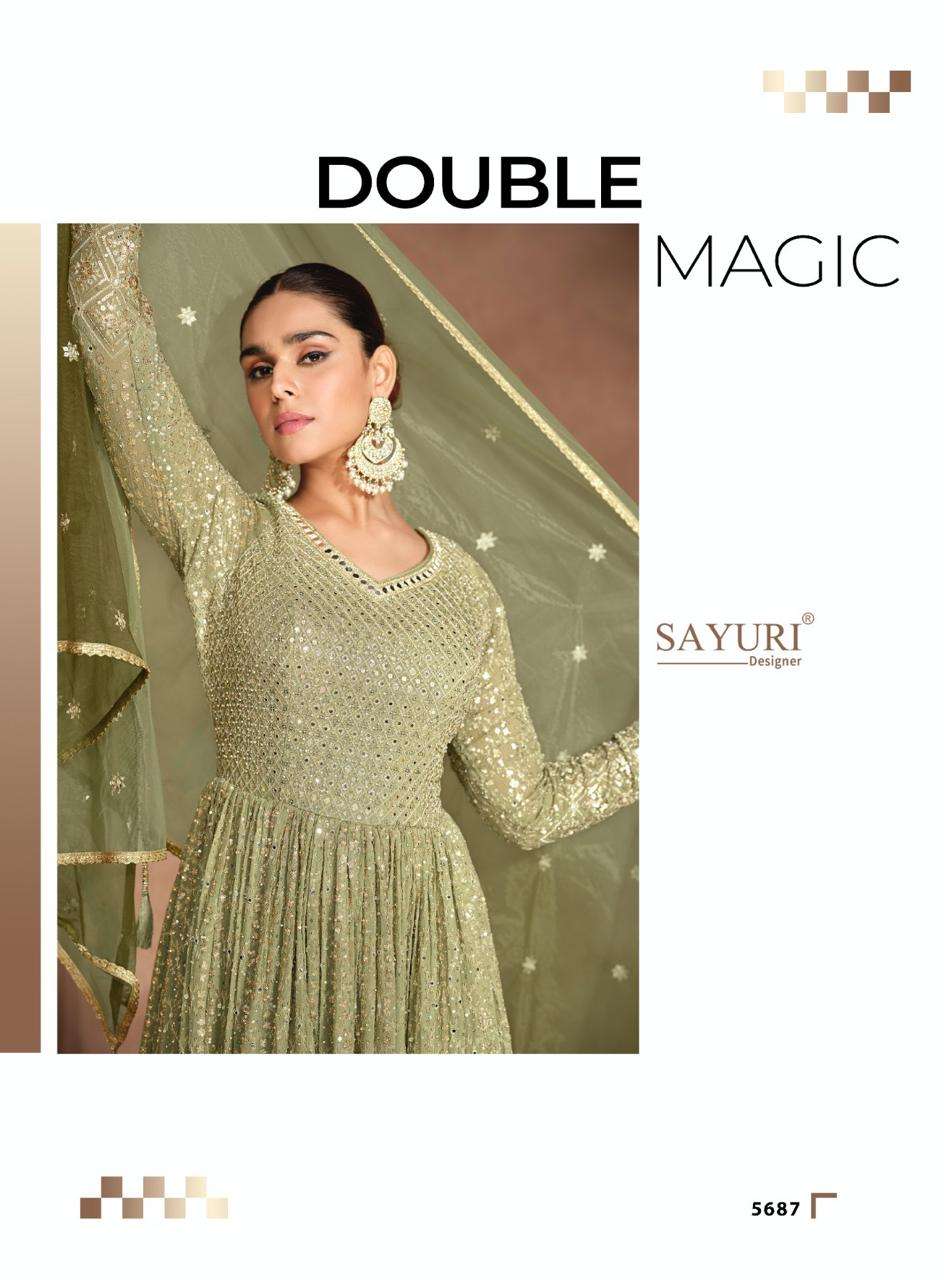 ADITI BY SAYURI DESIGNER IN REAL GEROGETTE WITH EMBROIDERED NET DUPATTA