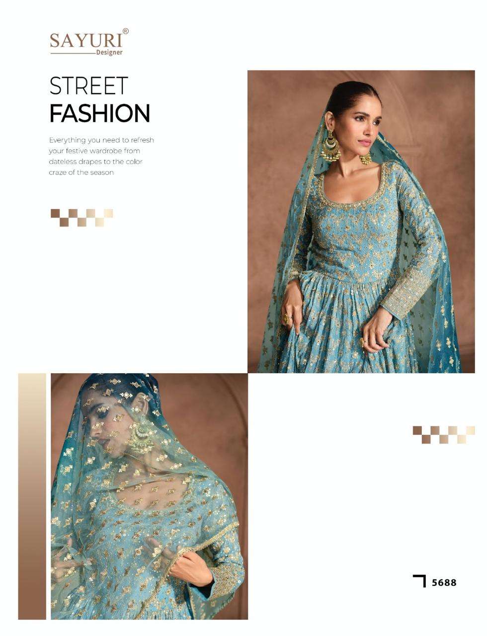 ADITI BY SAYURI DESIGNER IN REAL GEROGETTE WITH EMBROIDERED NET DUPATTA