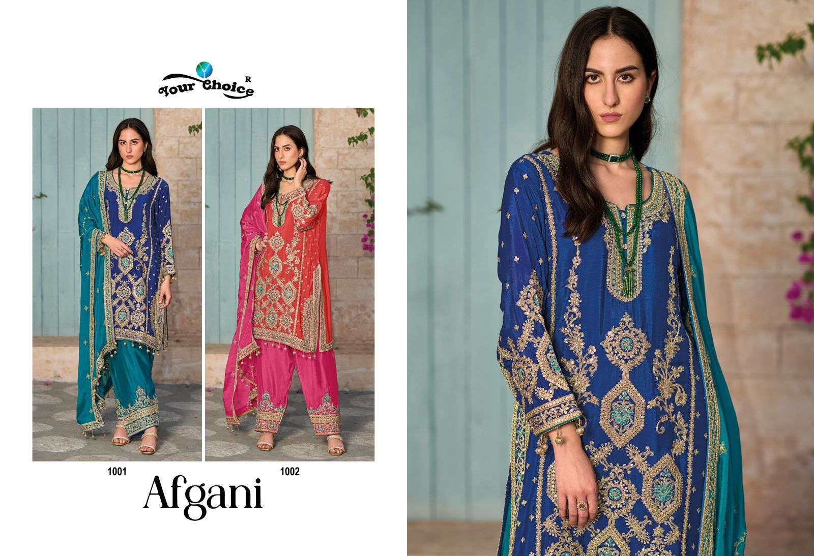 AFGANI BY YOUR CHOICE IN SEMI PURE CHINON FABRICS WITH UNIQ EMBODRY WITH STYLISH