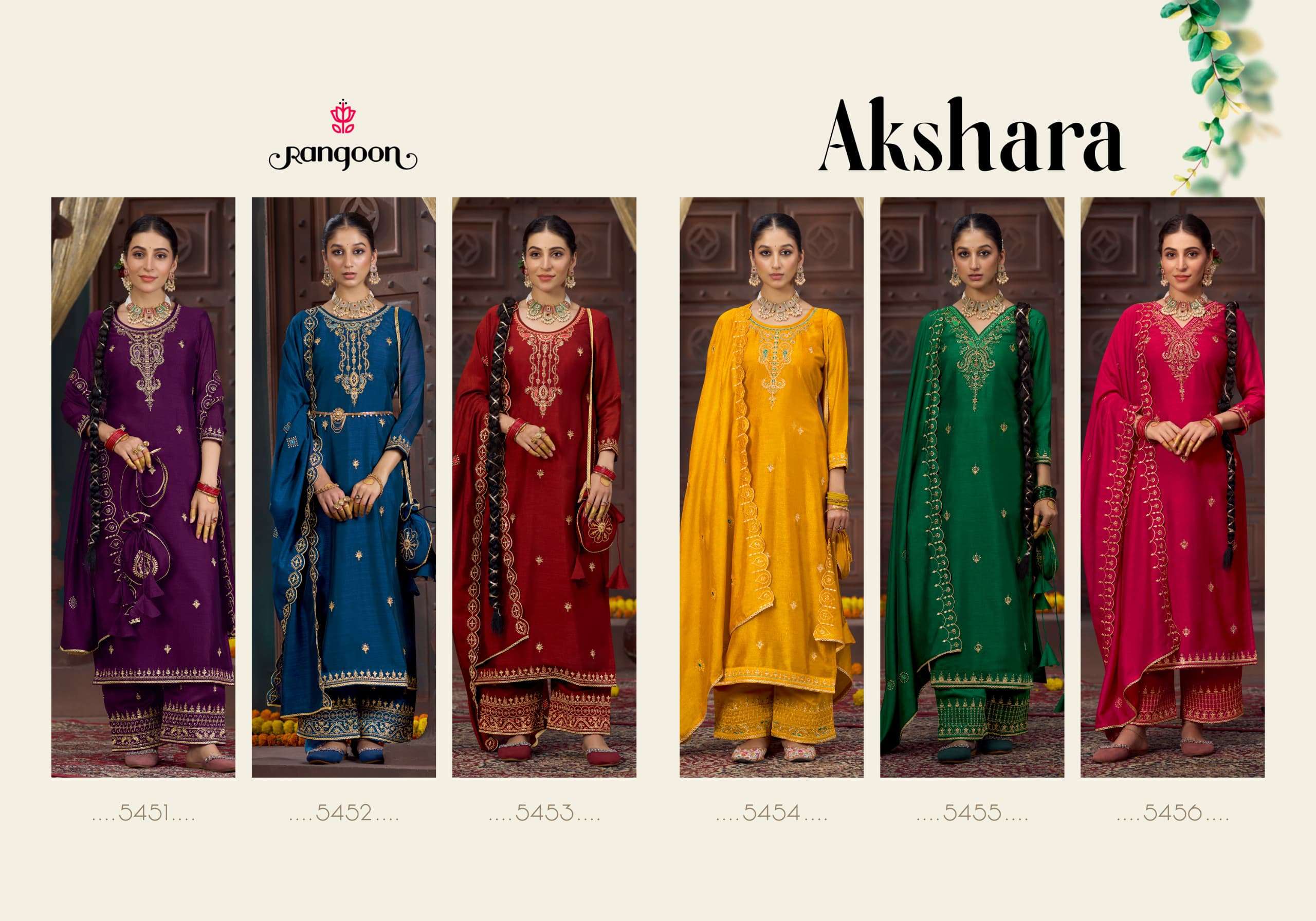 AKSHARA BY RANGOON IN SILK WITH FANCY CODE WORK AND HAND PURSE WITH FULL INNER